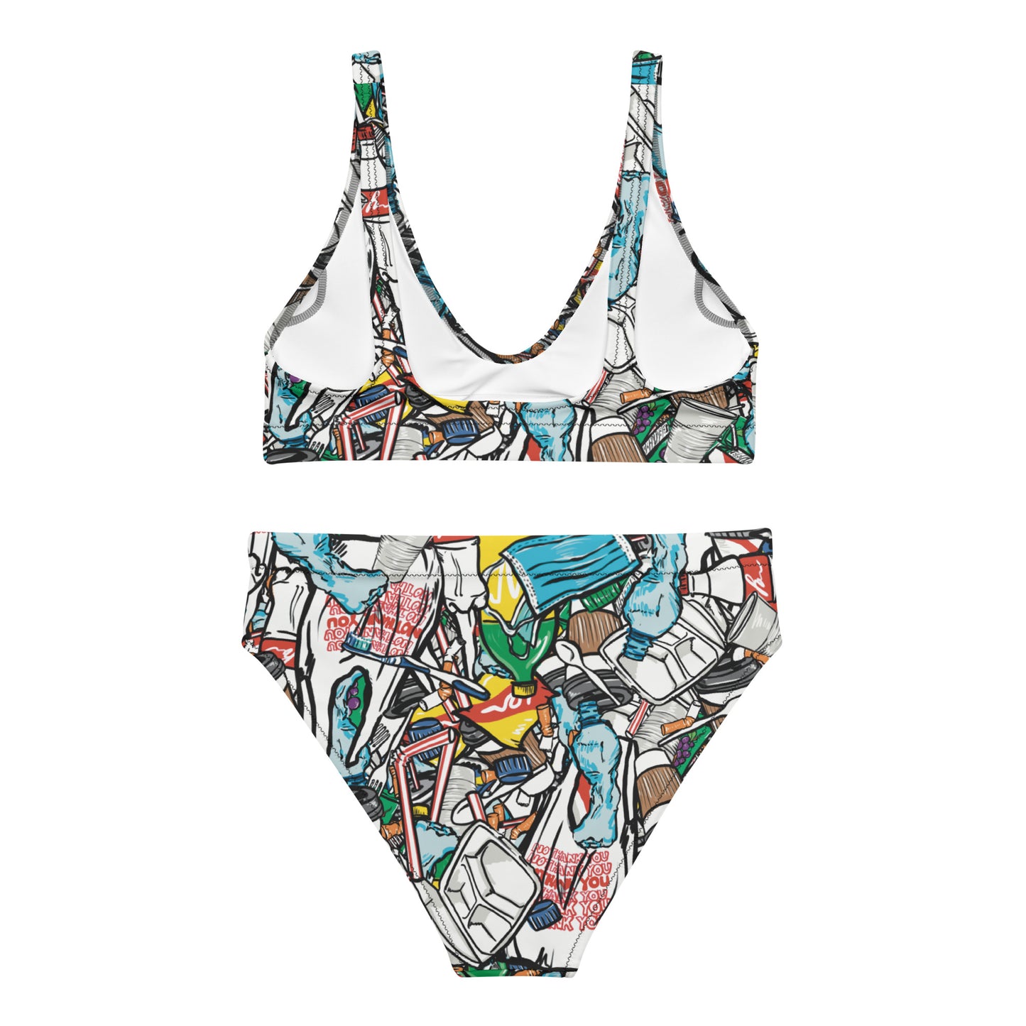Plastic Pollution Recycled high-waisted bikini